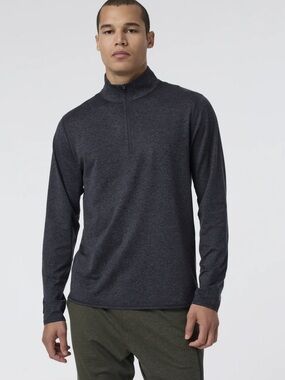 Vuori Ponto Half Zip Mock Neck Dark Heather Gray